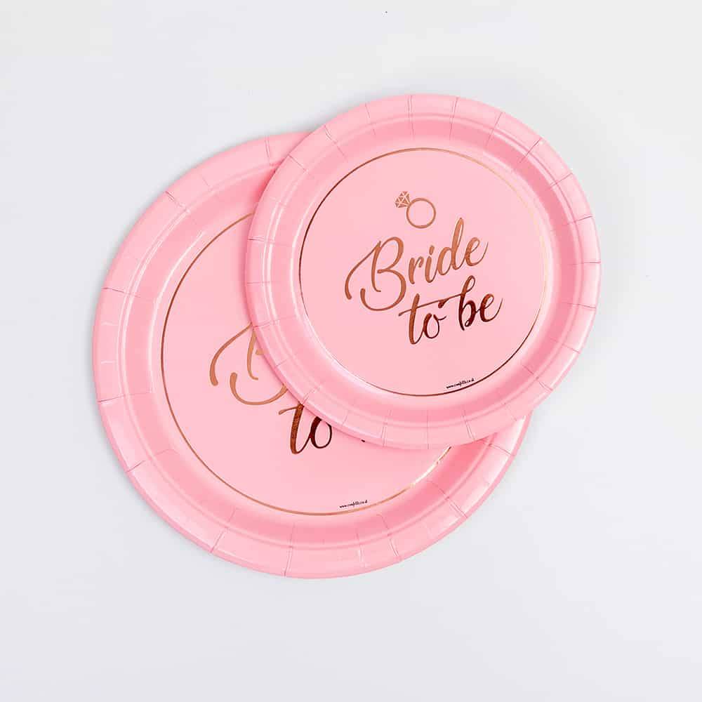 צלחות קטנות - סט Bride to be רוז גולד